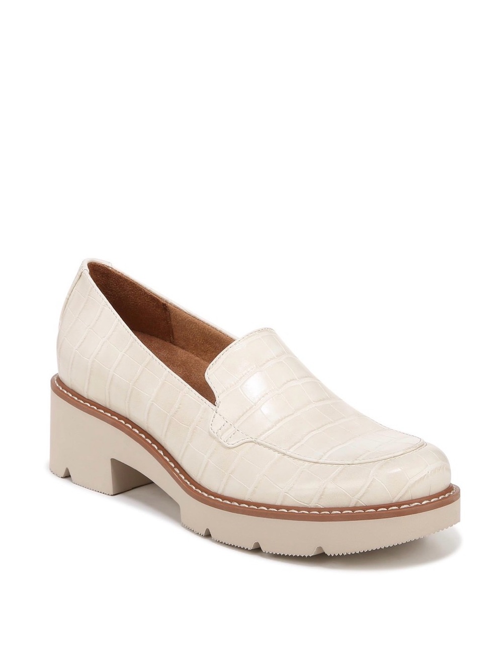 Naturalizer Ivory Croc-Embossed Platform Loafer Chunky